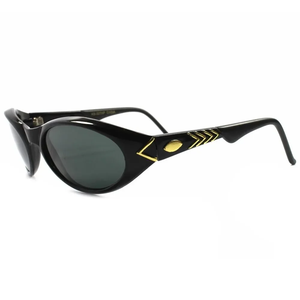 Classic Vintage 70s 80s Old Fashioned Party Costume Womens Black Oval Sunglasses